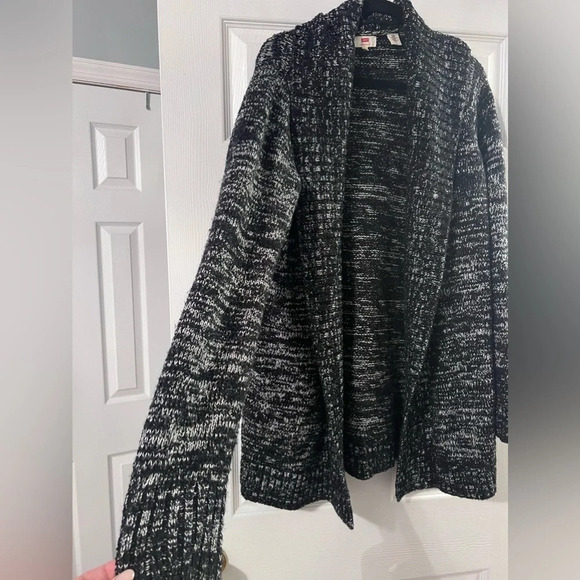Levis Black Thick Chunky Mid-Length Knitted Cardigan Size Medium - Picture 4 of 7